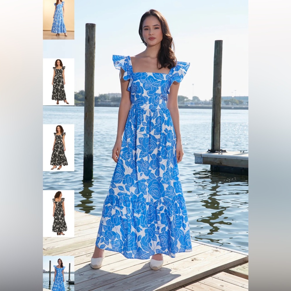 London Times blue and white floral Dress